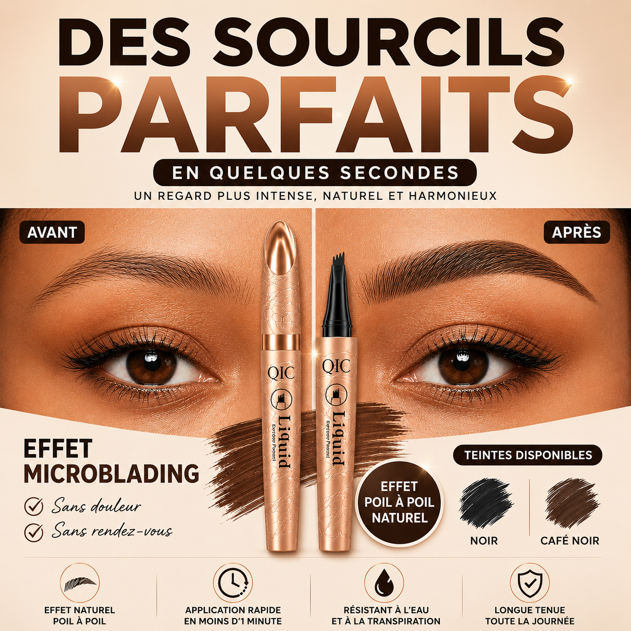 Stylo Sourcils Microblading 3D — Sourcils Parfaits en 30 Secondes