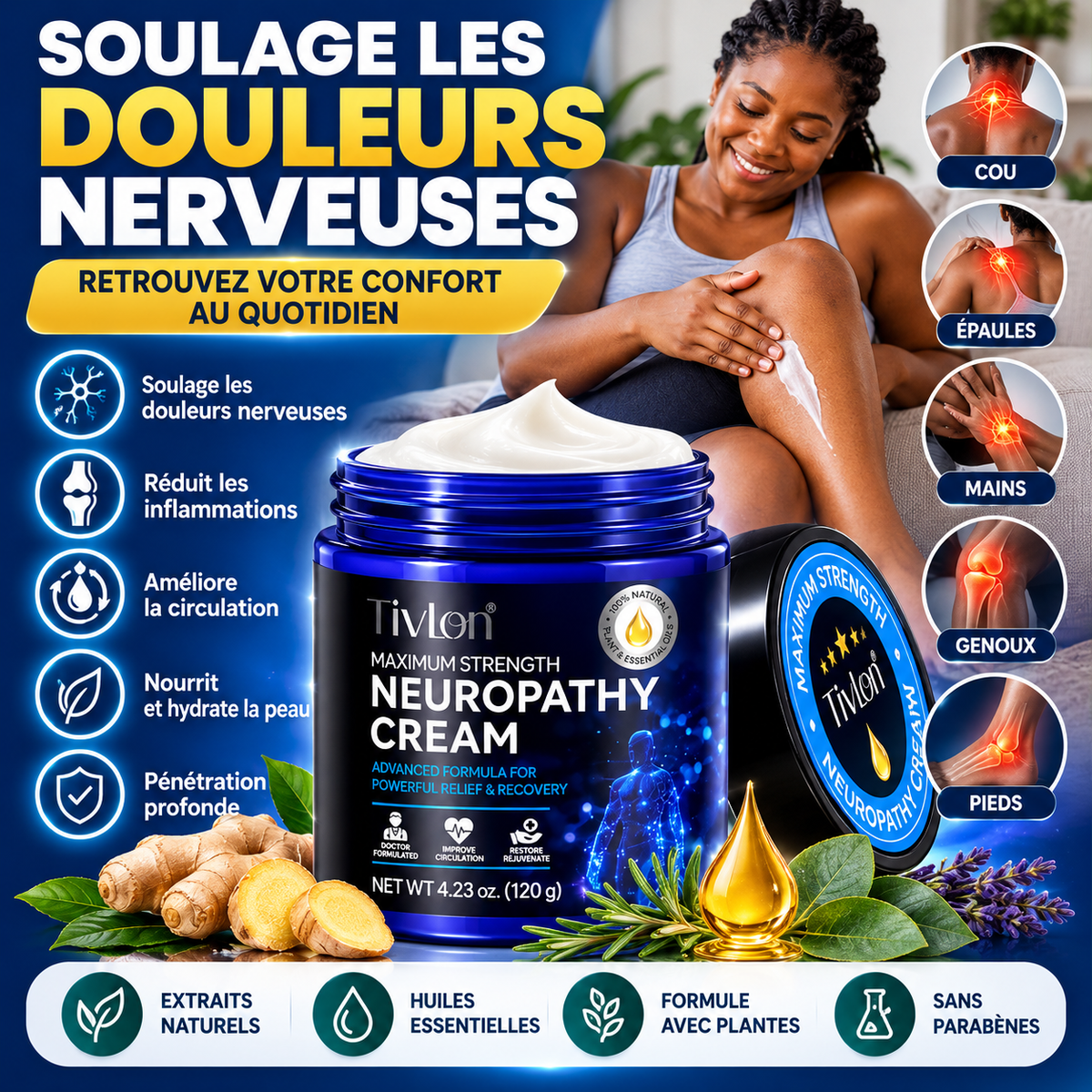 Crème de Massage Tivlon 120 g — Pour Tout le Corps