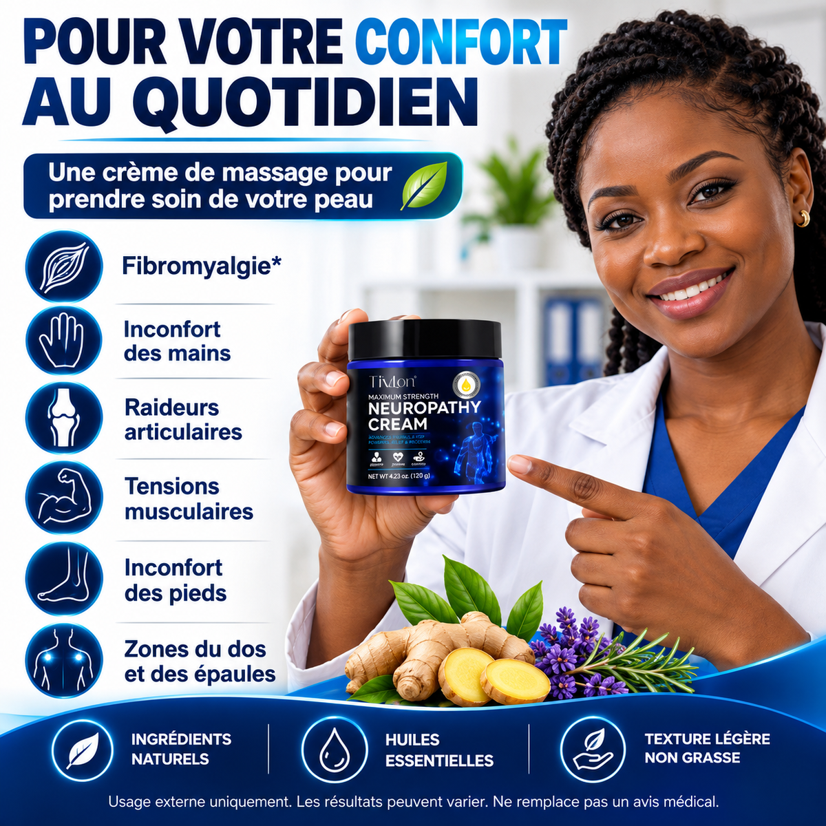 Crème de Massage Tivlon 120 g — Pour Tout le Corps
