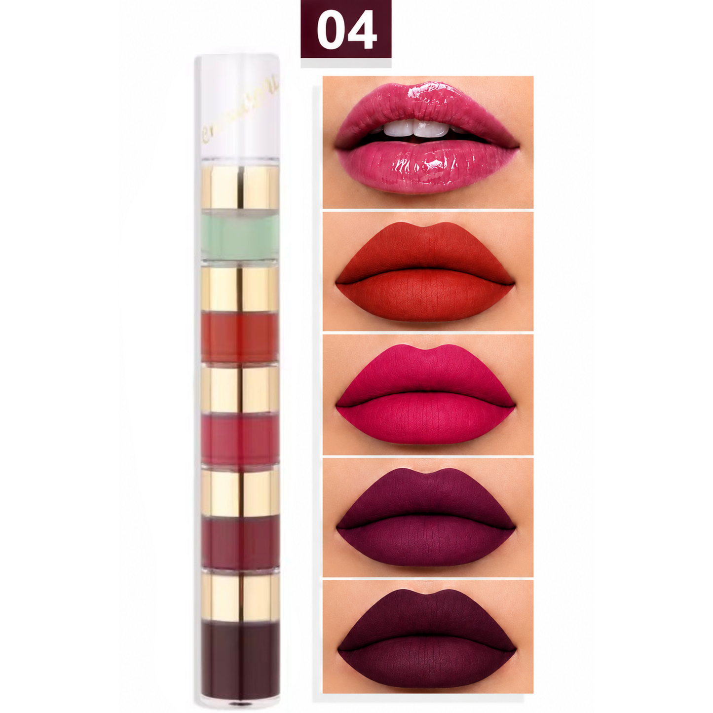 Rouge à Lèvres 5 en 1 Waterproof — 5 Looks. 1 Seul Tube.TM