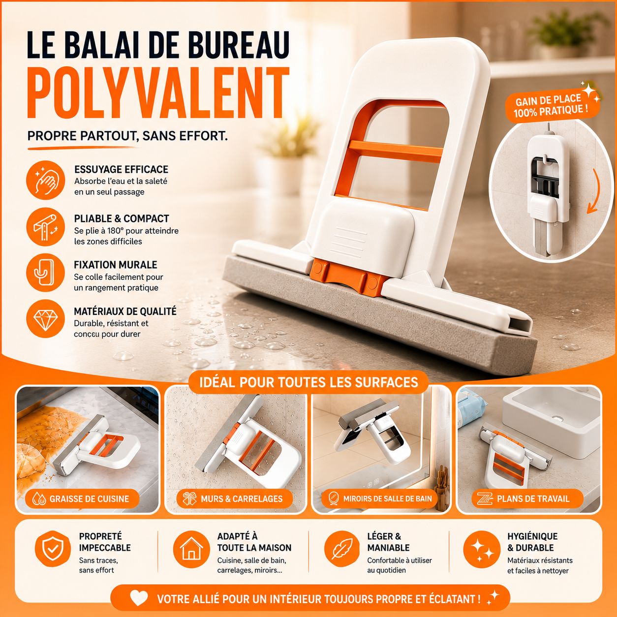 Mini Balai Serpillère Pliable — Nettoyage Express
