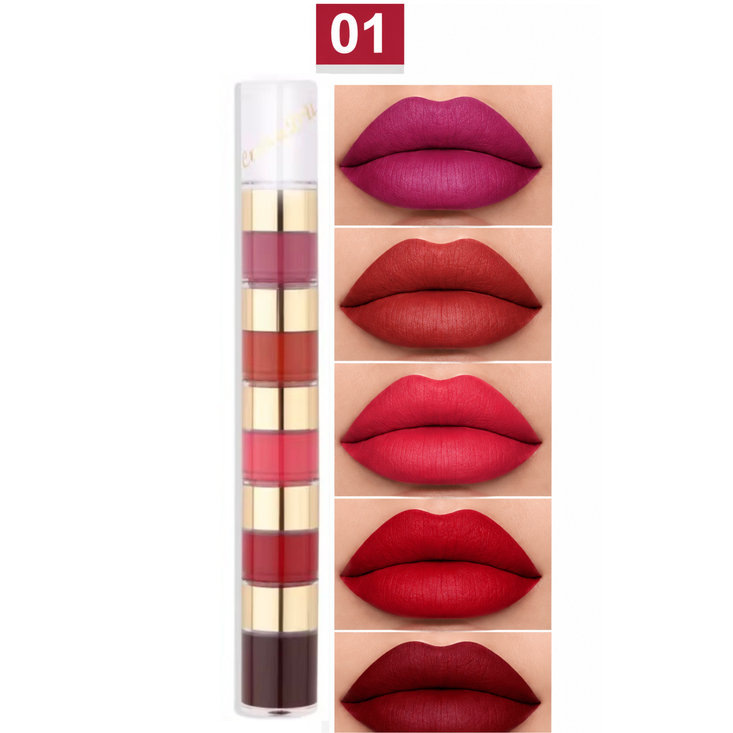 Rouge à Lèvres 5 en 1 Waterproof — 5 Looks. 1 Seul Tube.TM