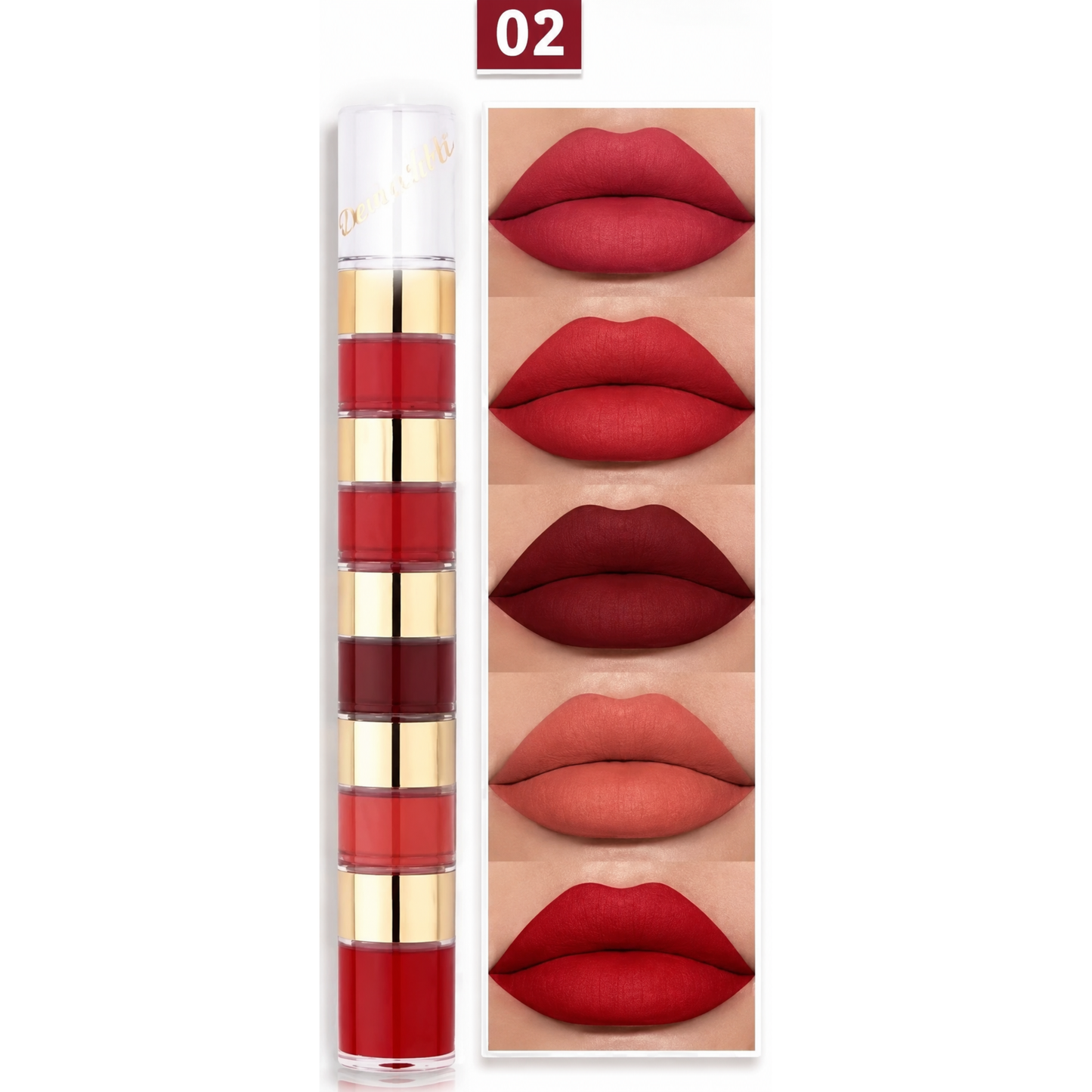 Rouge à Lèvres 5 en 1 Waterproof — 5 Looks. 1 Seul Tube.TM
